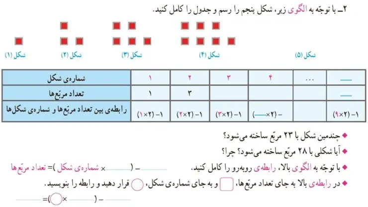 سوال دوم فعالیت کتاب ریاضی ششم