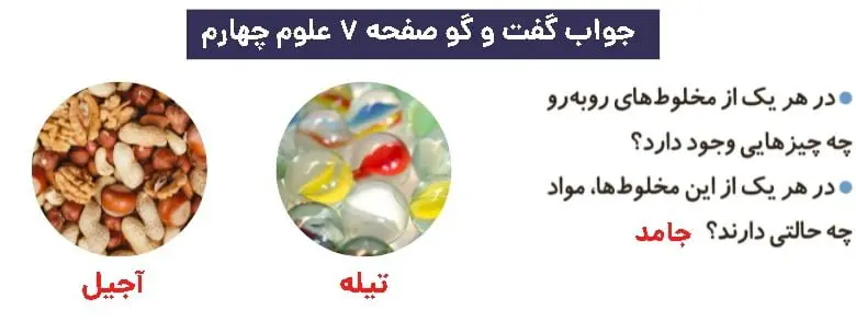 پاسخ گفت و گو صفحه ۷ علوم چهارم دبستان