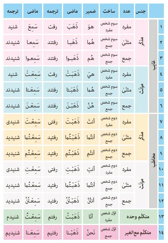 فعل ماضی صفحه 22 عربی هشتم