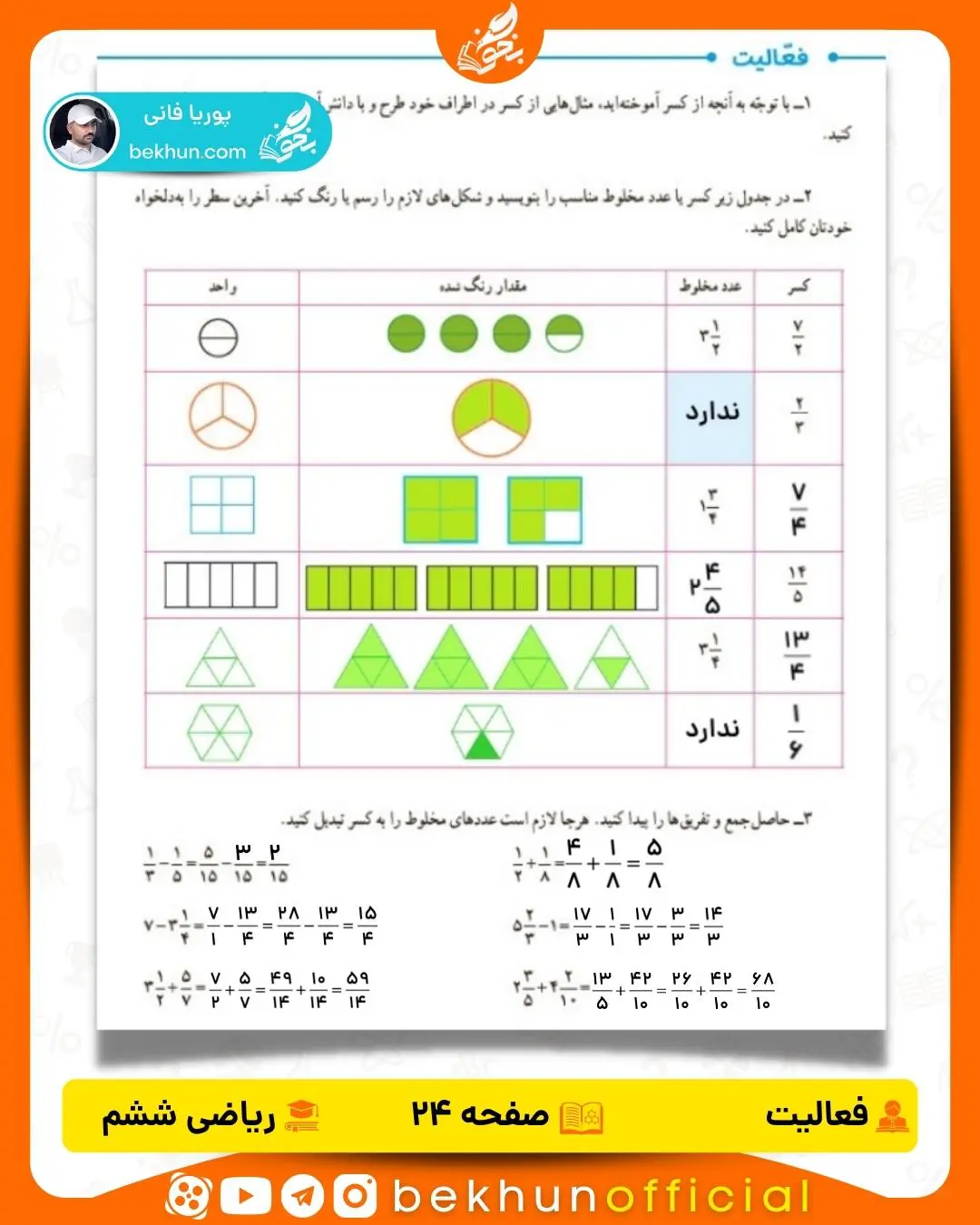 حل فعالیت صفحه 24 ریاضی ششم