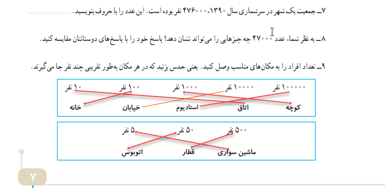 جواب تمرینات عددنویسی چهارم ابتدایی