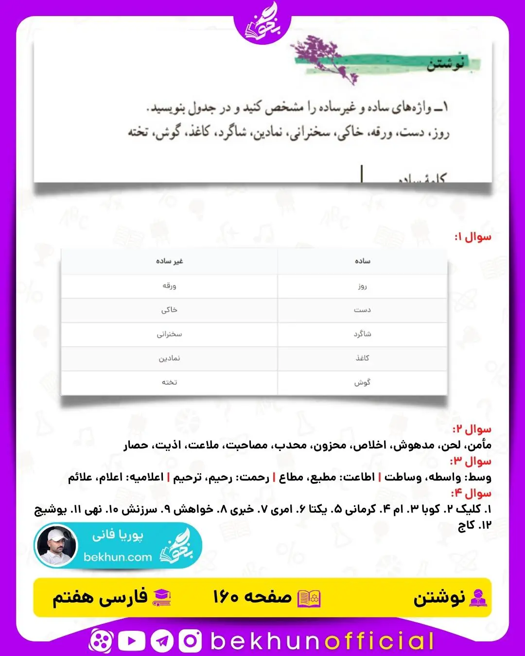 حل نوشتن درس هفدهم فارسی هفتم