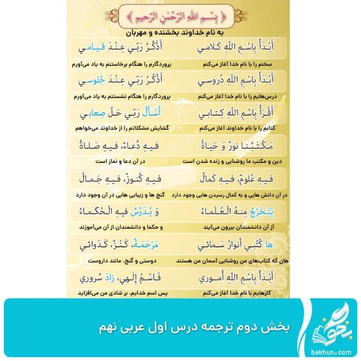 معنی درس اول عربی نهم صفحه ۳