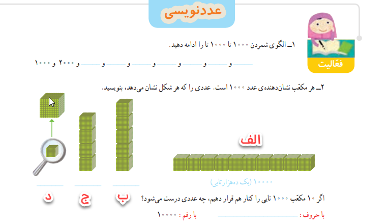 پاسخ فعالیت صفحه 4 ریاضی چهارم