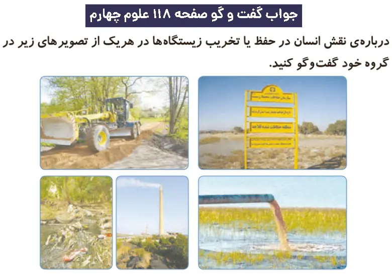 پاسخ گفت و گو صفحه 118 علوم چهارم دبستان