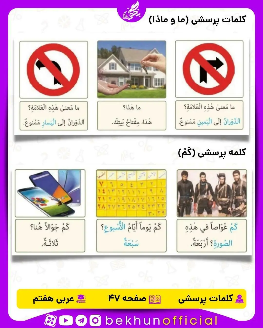 کلمه پرسشی عربی هفتم | قواعد عربی هفتم