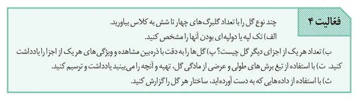 جواب فعالیت 4 صفحه 124 زیست یازدهم