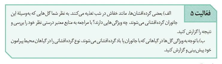 جواب فعالیت 5 صفحه 129 زیست یازدهم