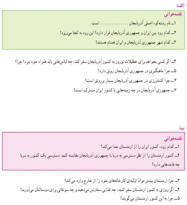 جواب کاربرگ شماره 10 مطالعات اجتماعی پنجم دبستان 1400 