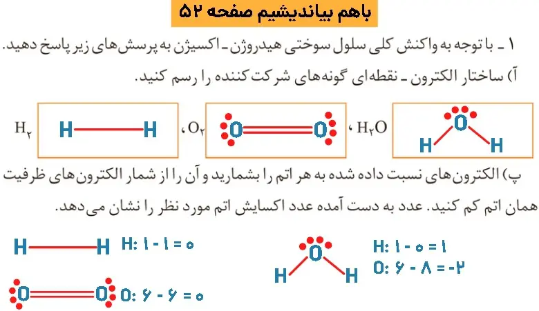 پاسخ باهم بیاندیشیم صفحه ۵۲ شیمی دوازدهم فصل دوم