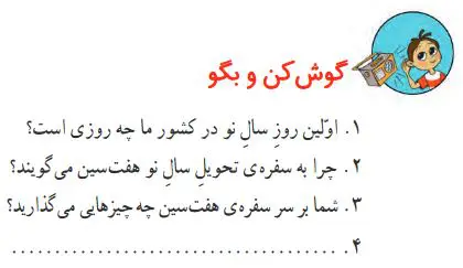 گوش کن و بگو صفحه 96 فارسی دوم درس پانزدهم