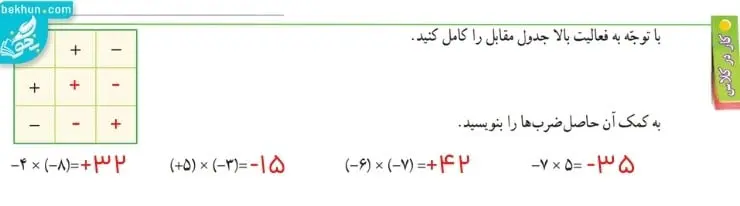 جواب کار در کلاس صفحه 23 ریاضی هفتم