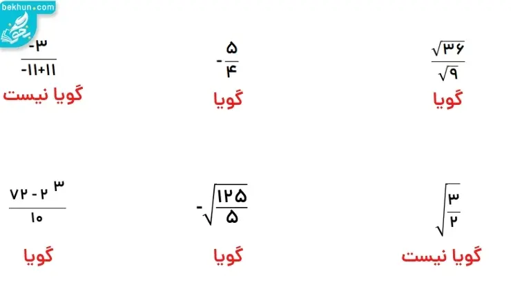 سوالات امتحانی فصل دو ریاضی نهم