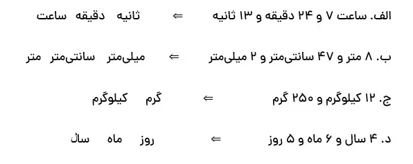 نمونه سوال اعداد مرکب پنجم