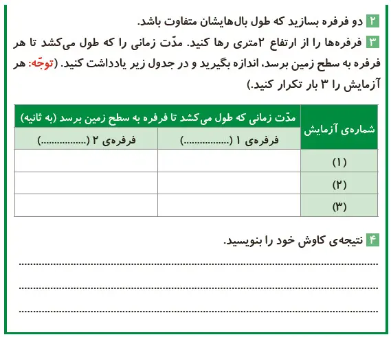 کاوشگری صفحه 6 علوم پایه پنجم 