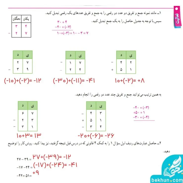 جواب فعالیت صفحه 20 ریاضی نهم