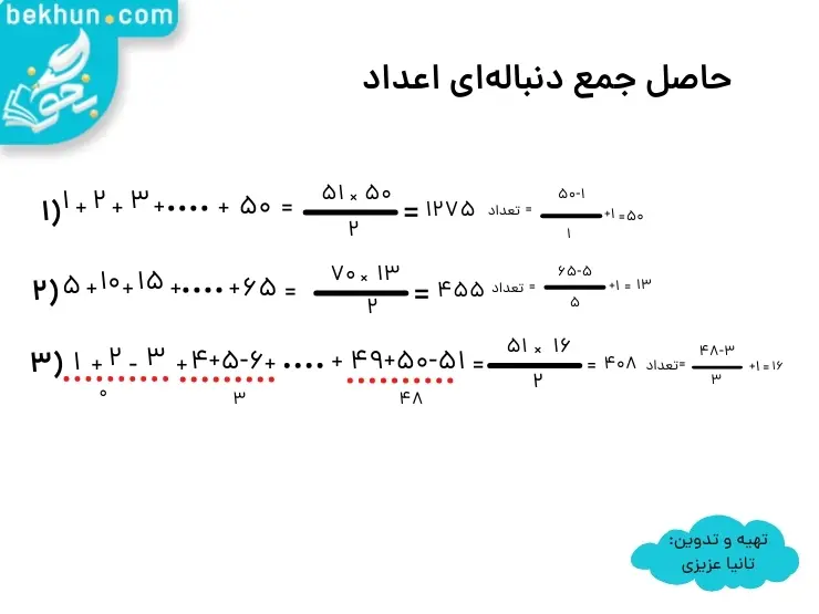آموزش ریاضی هشتم فصل اول | حاصل جمع دنباله‌ای اعداد