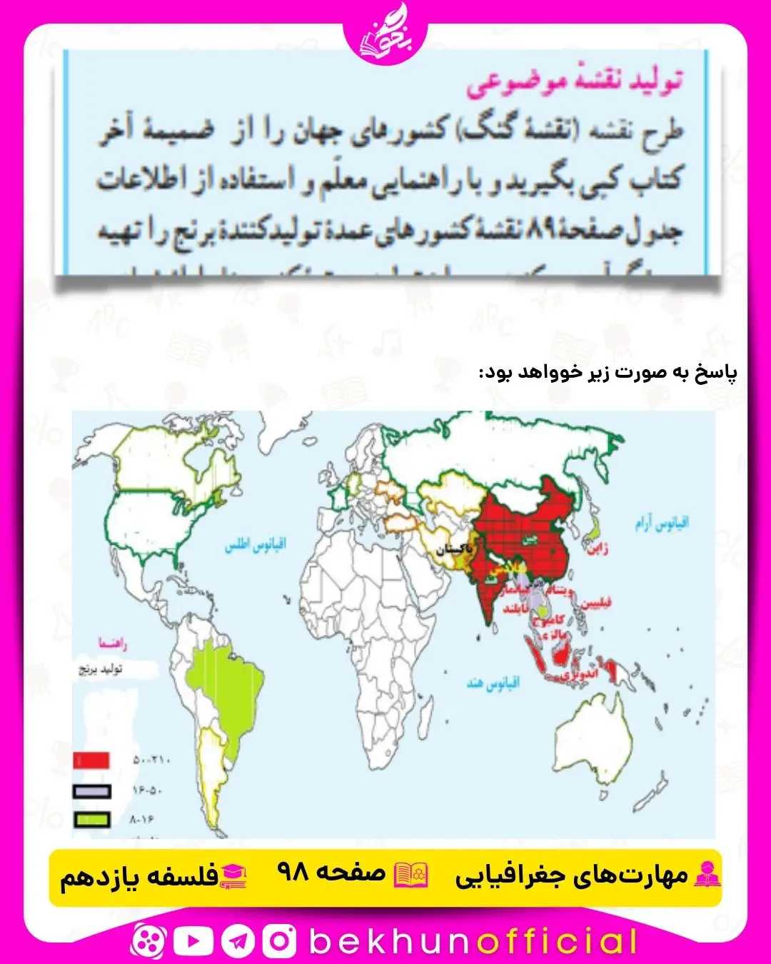 جواب مهارت های جغرافیایی یازدهم انسانی درس هفتم