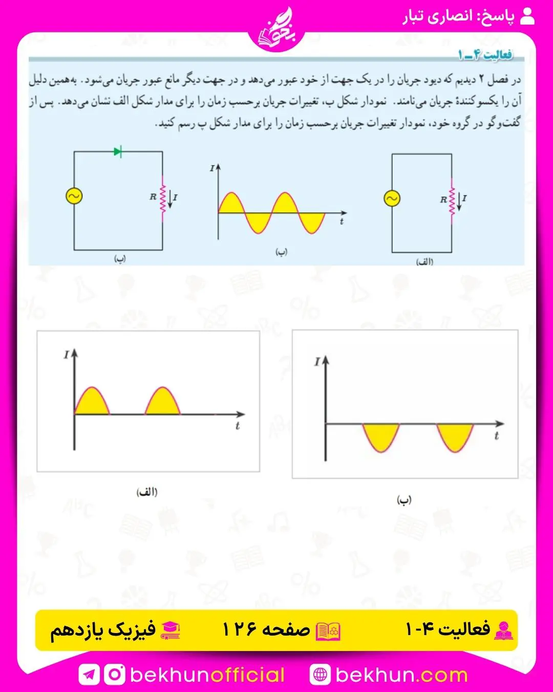 حل فعالیت 1 فصل 4 فیزیک یازدهم ریاضی صفحه 126