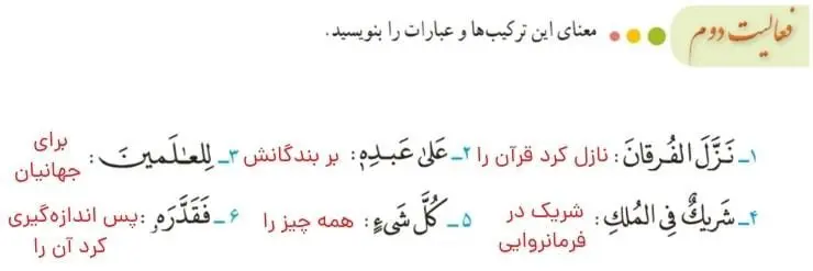 پاسخ فعالیت دوم صفحه 23 قرآن هشتم
