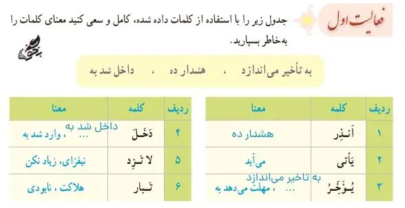 جواب فعالیت قرآن نهم صفحه 97