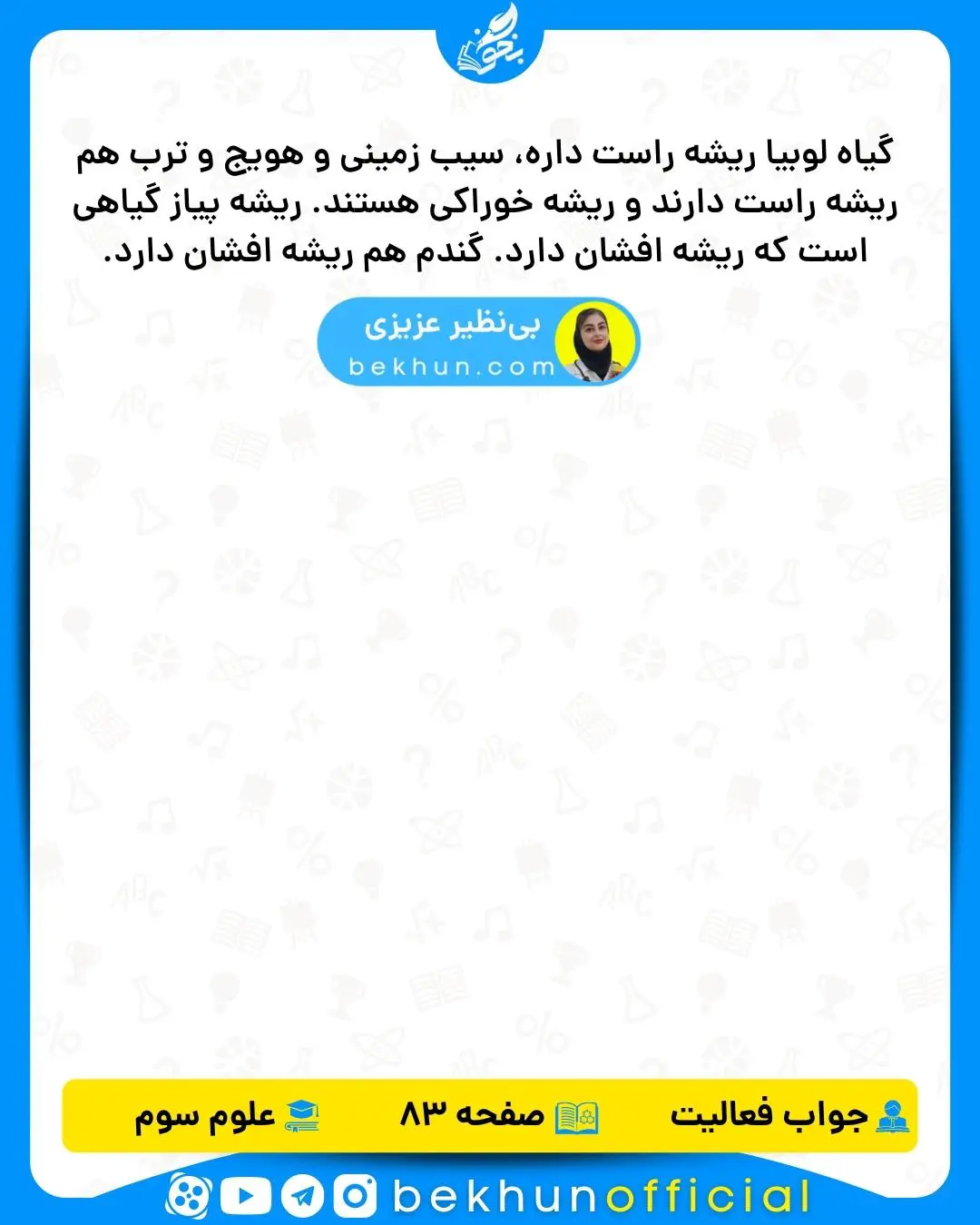 جواب فعالیت صفحه 83 علوم سوم دبستان