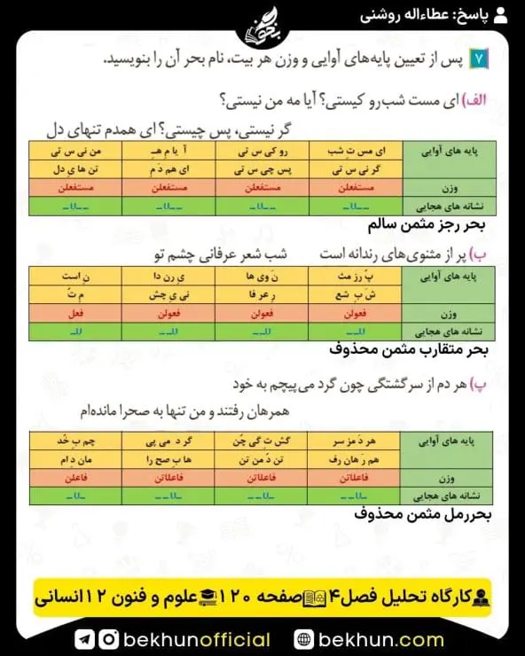جواب کارگاه تحلیل فصل علوم و فنون ادبی دوازدهم انسانی 39 حل کارگاه تحلیل فصل چهارم صفحه 120 علوم و فنون ادبی دوازدهم انسانی