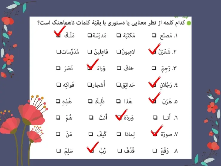 جواب تمرین 13 عربی هشتم درس 1