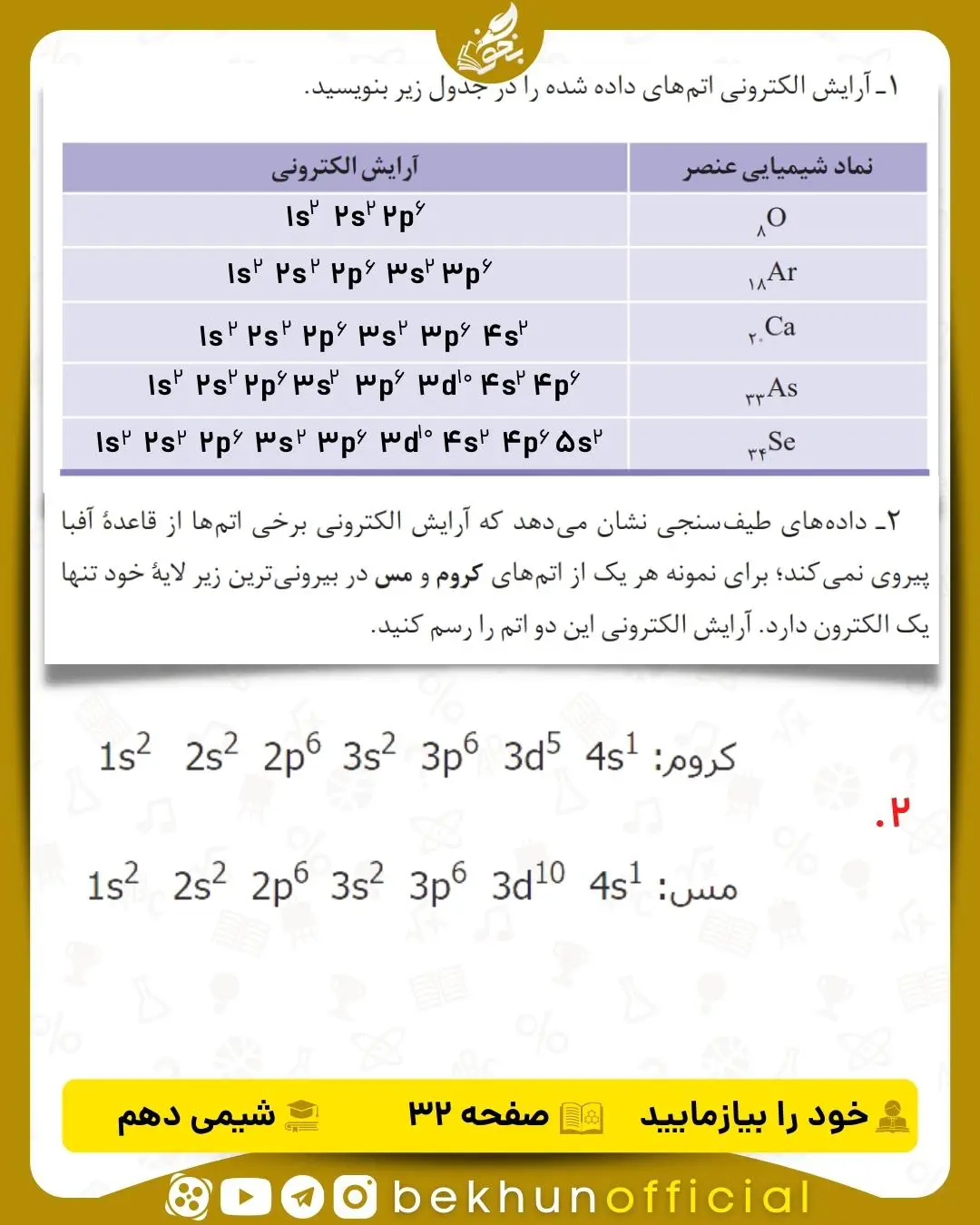 جواب خود را بیازمایید شیمی دهم صفحه 32