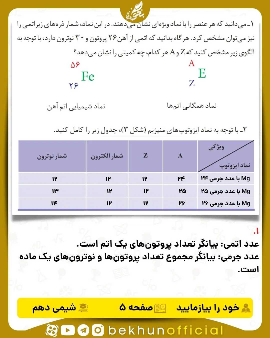 خود را بیازمایید شیمی دهم صفحه 5 