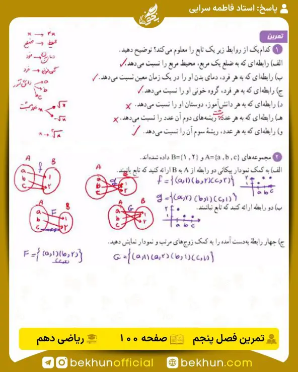 جواب تمرینهای ریاضی دهم تجربی و ریاضی 151 حل تمرینات فصل 5 ریاضی دهم تجربی و ریاضی