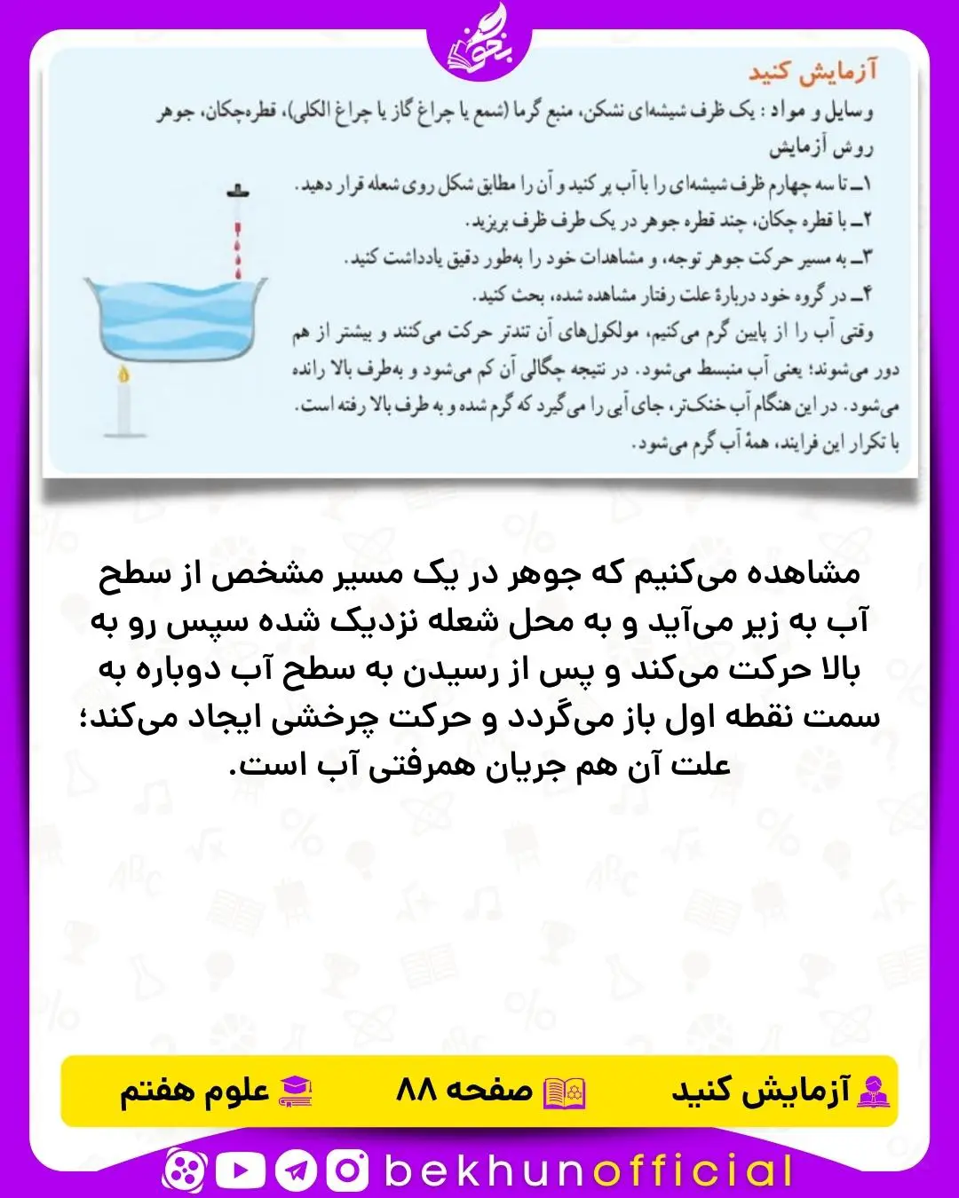 آزمایش صفحه 88 علوم هفتم