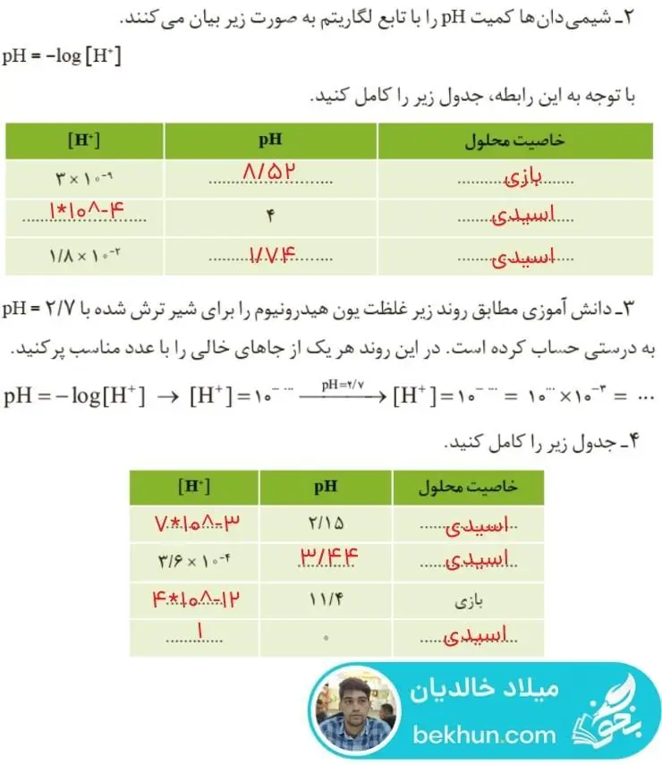 پاسخ پیوند با ریاضی صفحه 24 شیمی دوازدهم سوالات 2و3و4