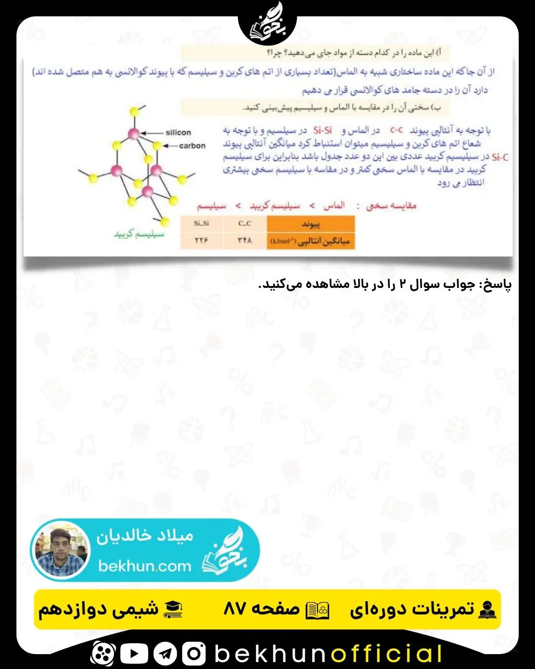 پاسخ سوال 2 تمرینات دوره‌ای شیمی دوازدهم فصل سوم