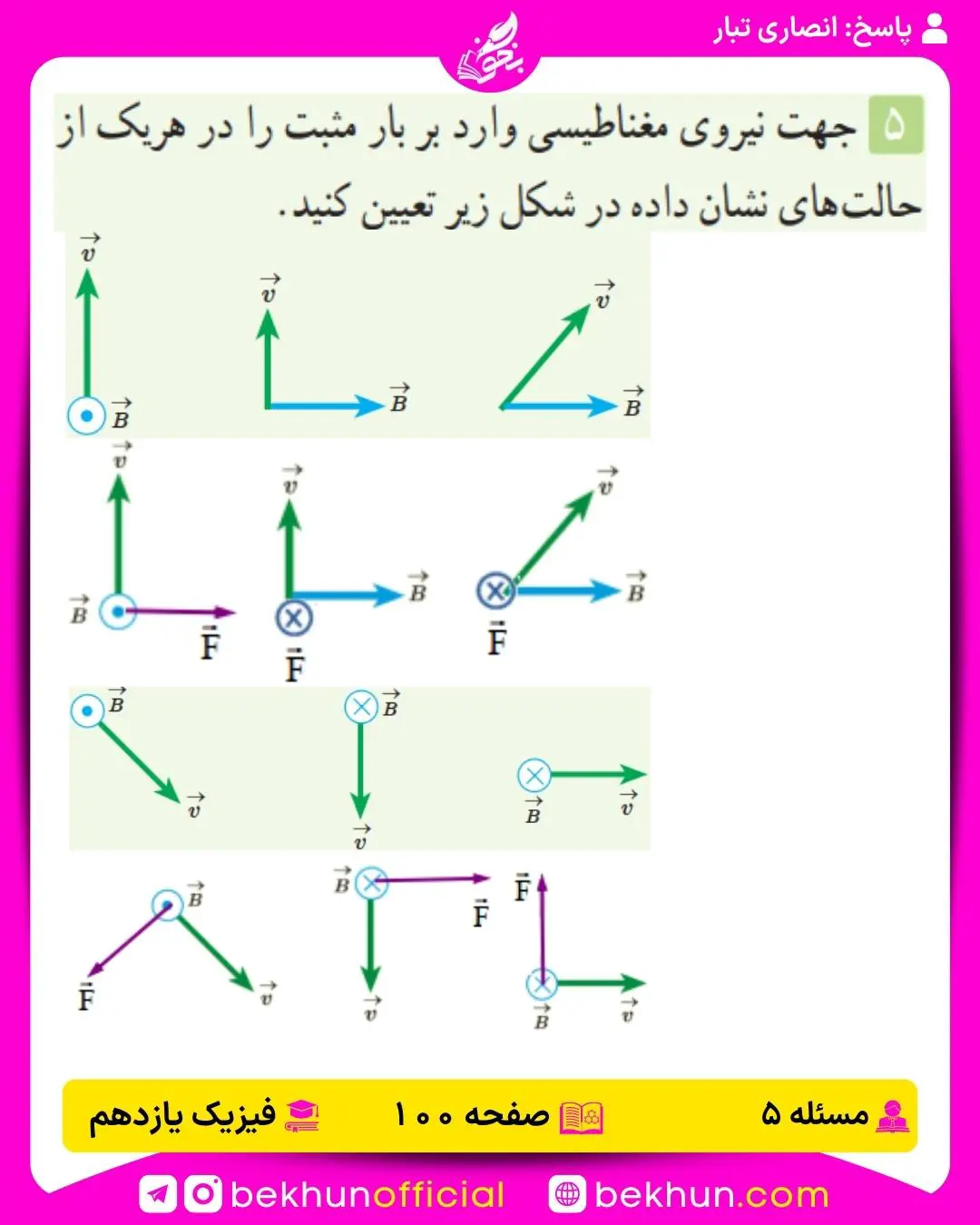 جواب پرسشها و مسئلههای فیزیک یازدهم 189 جواب مسئله 5 فصل سوم فیزیک یازدهم تجربی صفحه 100
