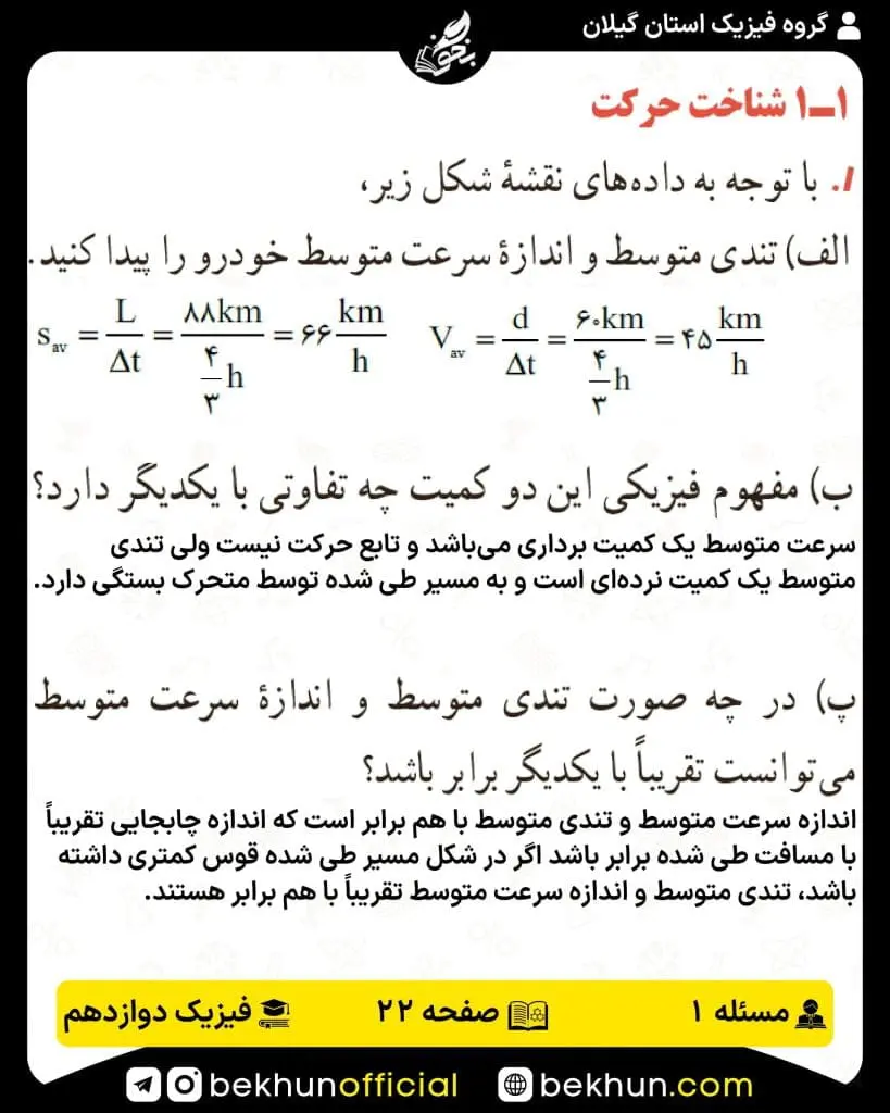 جواب پرسشها و مسئلههای فیزیک دوازدهم تجربی 128 پاسخ پرسش و مسئله 1 صفحه 22 فیزیک دوازدهم تجربی