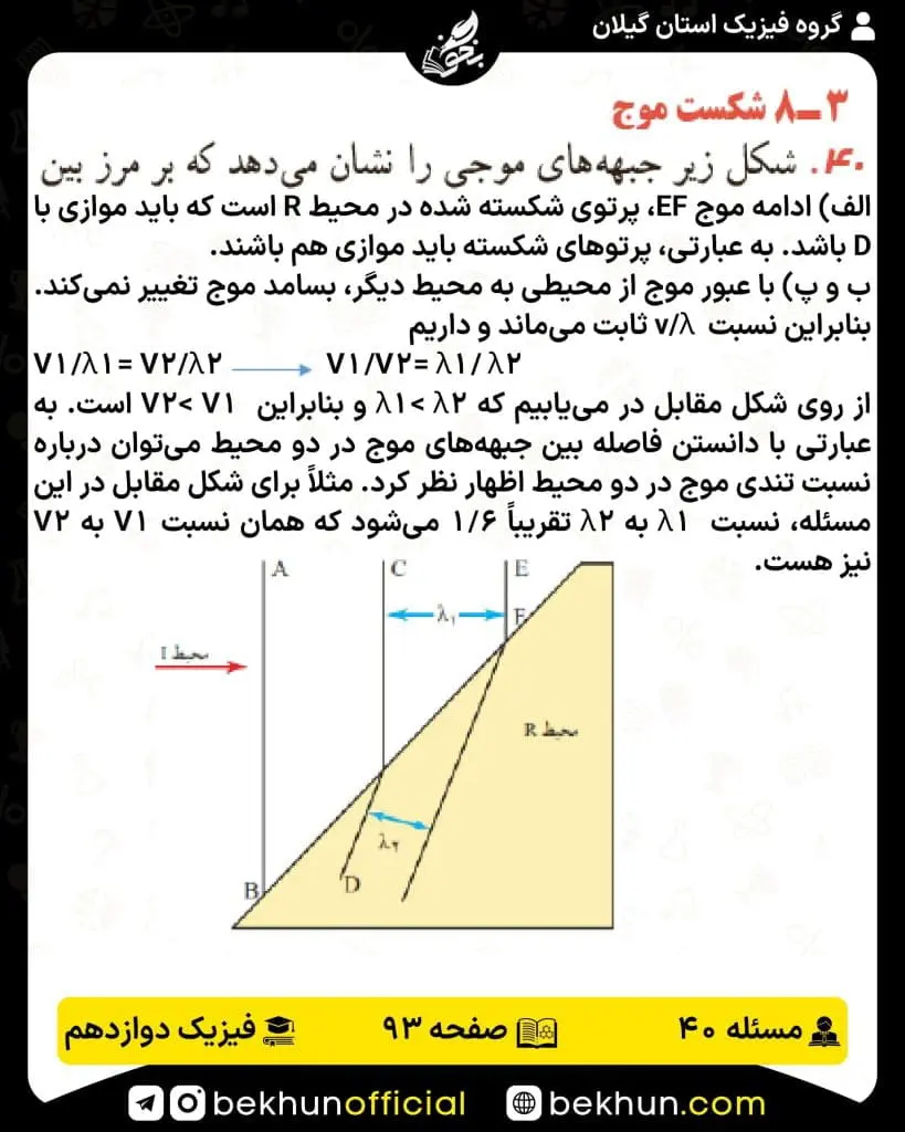 جواب پرسشها و مسئلههای فیزیک دوازدهم تجربی 220 پاسخ پرسش و مسئله 40 صفحه 93 فیزیک دوازدهم تجربی