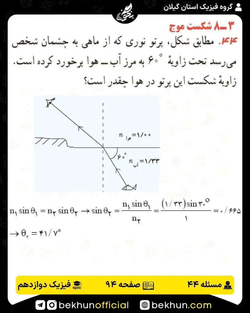 جواب پرسشها و مسئلههای فیزیک دوازدهم تجربی 224 پاسخ پرسش و مسئله 44 صفحه 94 فیزیک دوازدهم تجربی