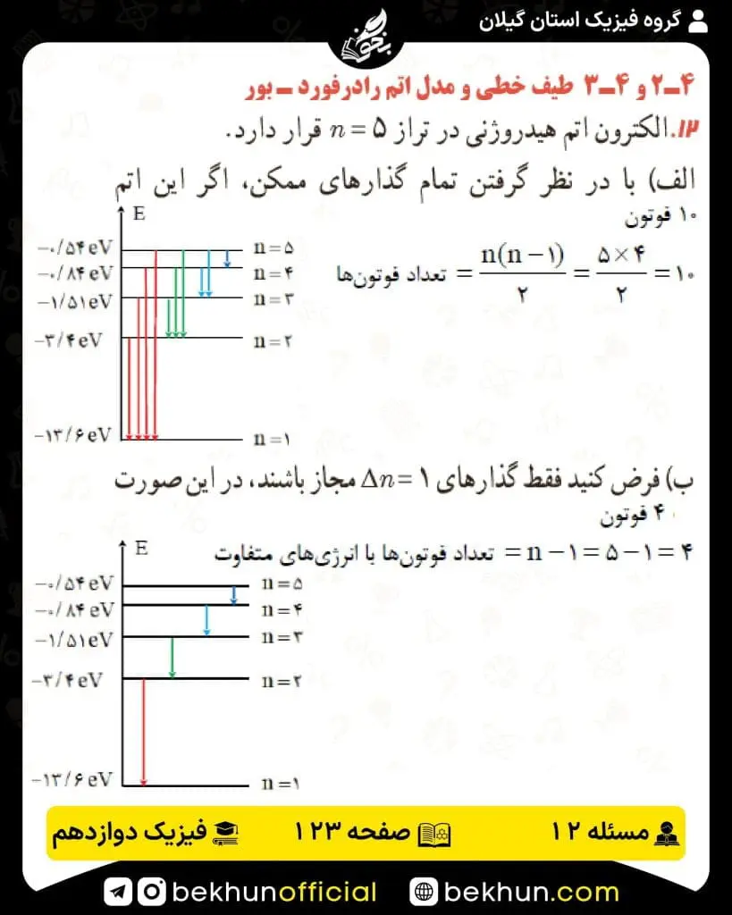 جواب پرسشها و مسئلههای فیزیک دوازدهم تجربی 240 پاسخ پرسش و مسئله 12 صفحه 123 فیزیک دوازدهم تجربی