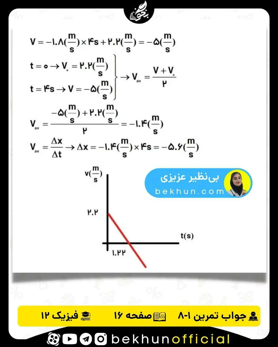 جواب تمرین 1-8 فیزیک دوازدهم صفحه 16 