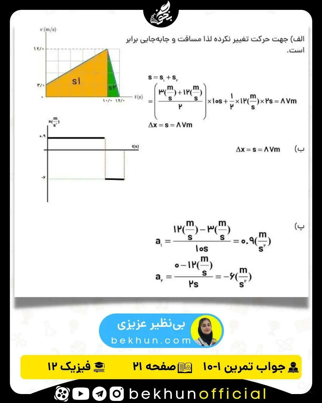جواب تمرین 1-10 صفحه 21 فیزیک دوازدهم