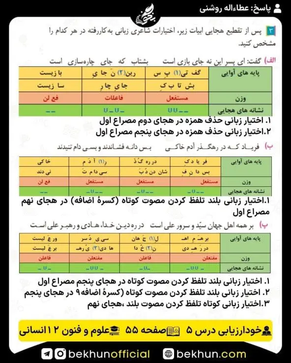جواب خودارزیابی علوم و فنون ادبی دوازدهم انسانی 69 پاسخ خودارزیابی صفحه 54 علوم و فنون ادبی دوازدهم انسانی