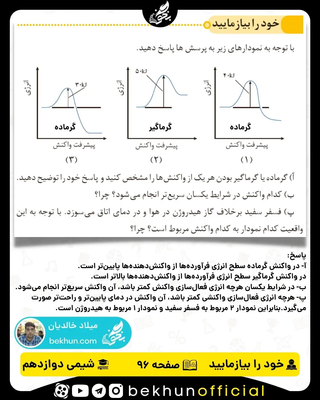 پاسخ خود را بیازمایید صفحه 96 شیمی دوازدهم