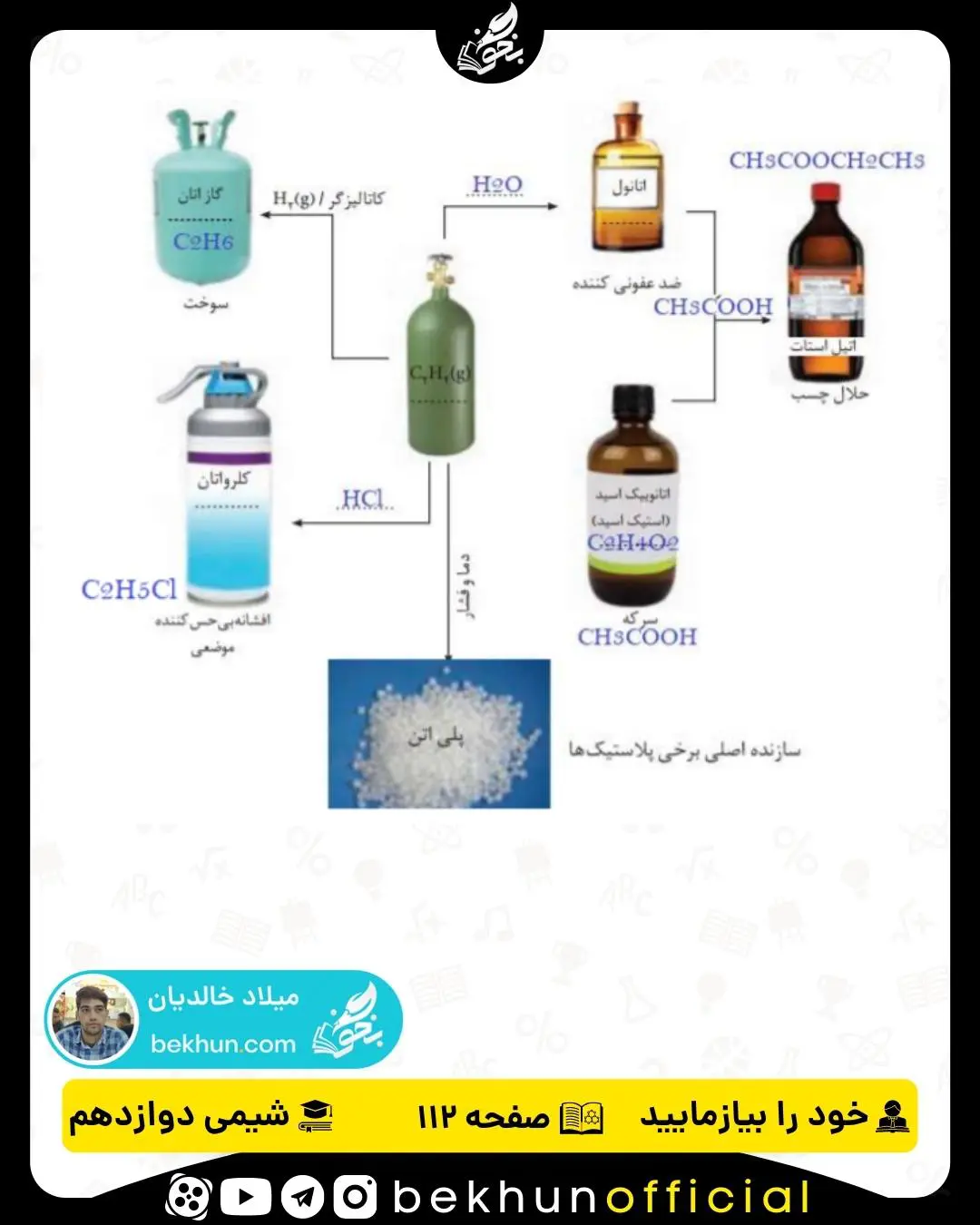 پاسخ خود را بیازمایید صفحه 112 شیمی دوازدهم