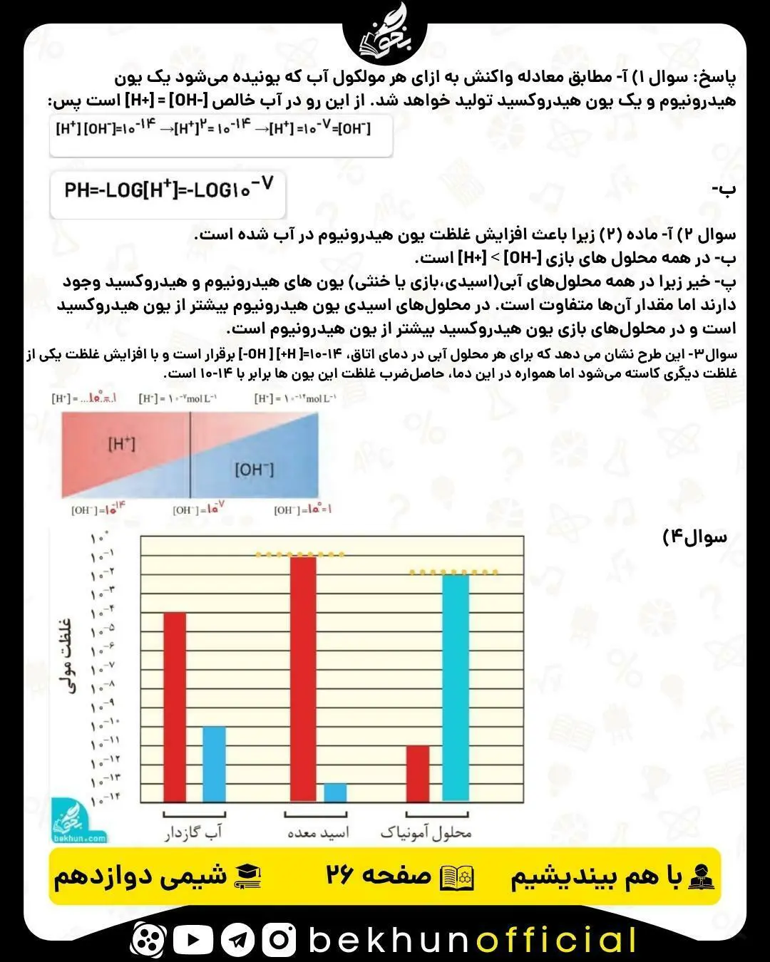 پاسخ با هم بیندیشیم صفحه 26 شیمی دوازدهم