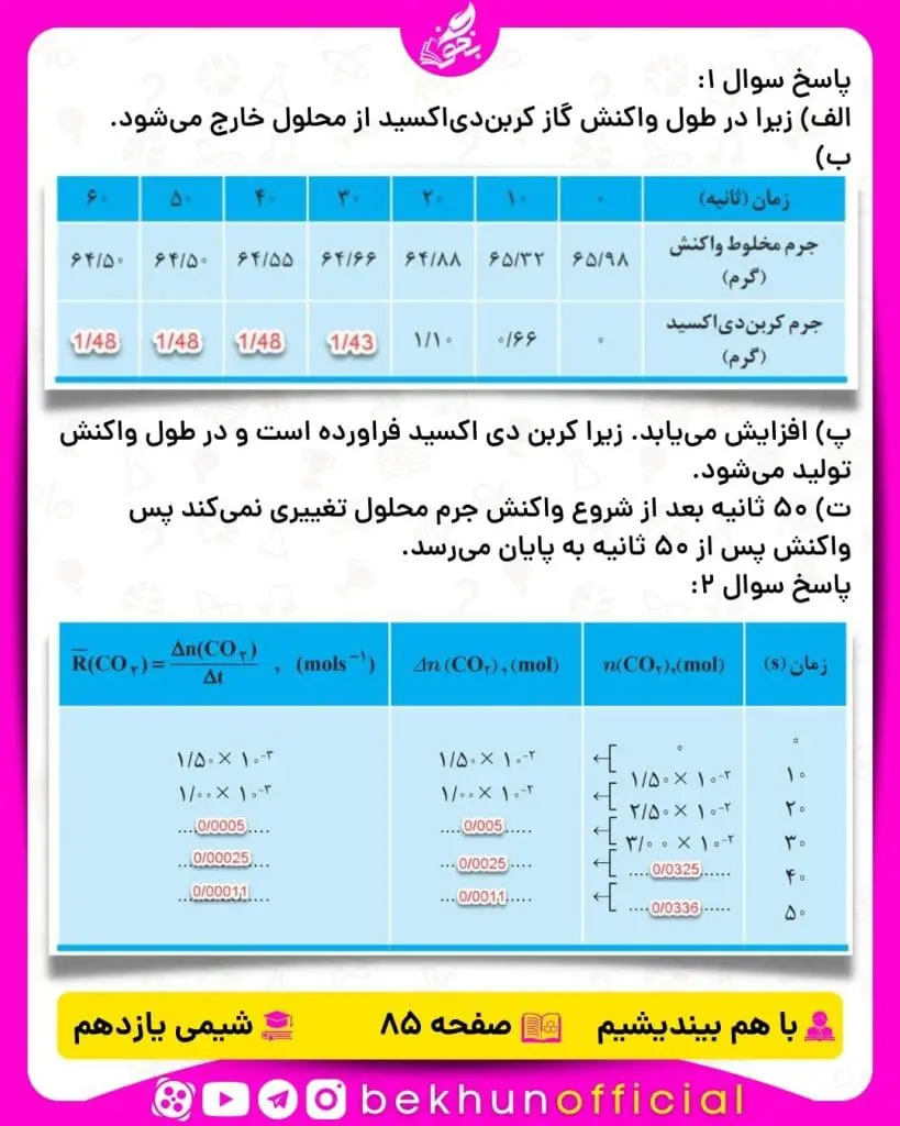 پاسخ با هم بیندیشیم صفحه 85 شیمی یازدهم