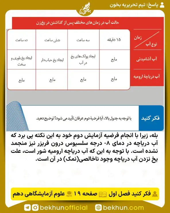 جواب فکر کنیدهای آزمایشگاه علوم تجربی دهم 4 جواب فکر کنیدهای آزمایشگاه علوم تجربی دهم کامل 1402