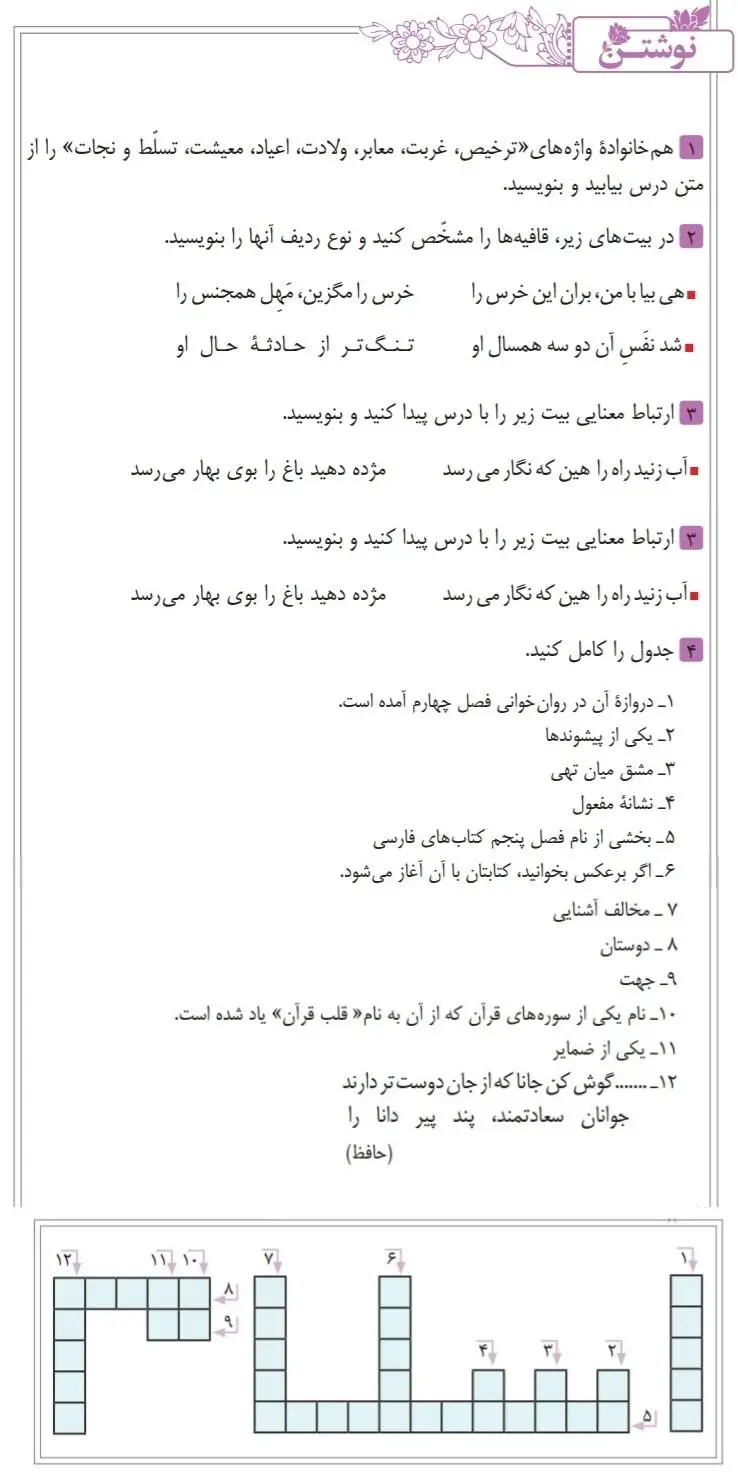 جواب نوشتن صفحه 101 فارسی نهم