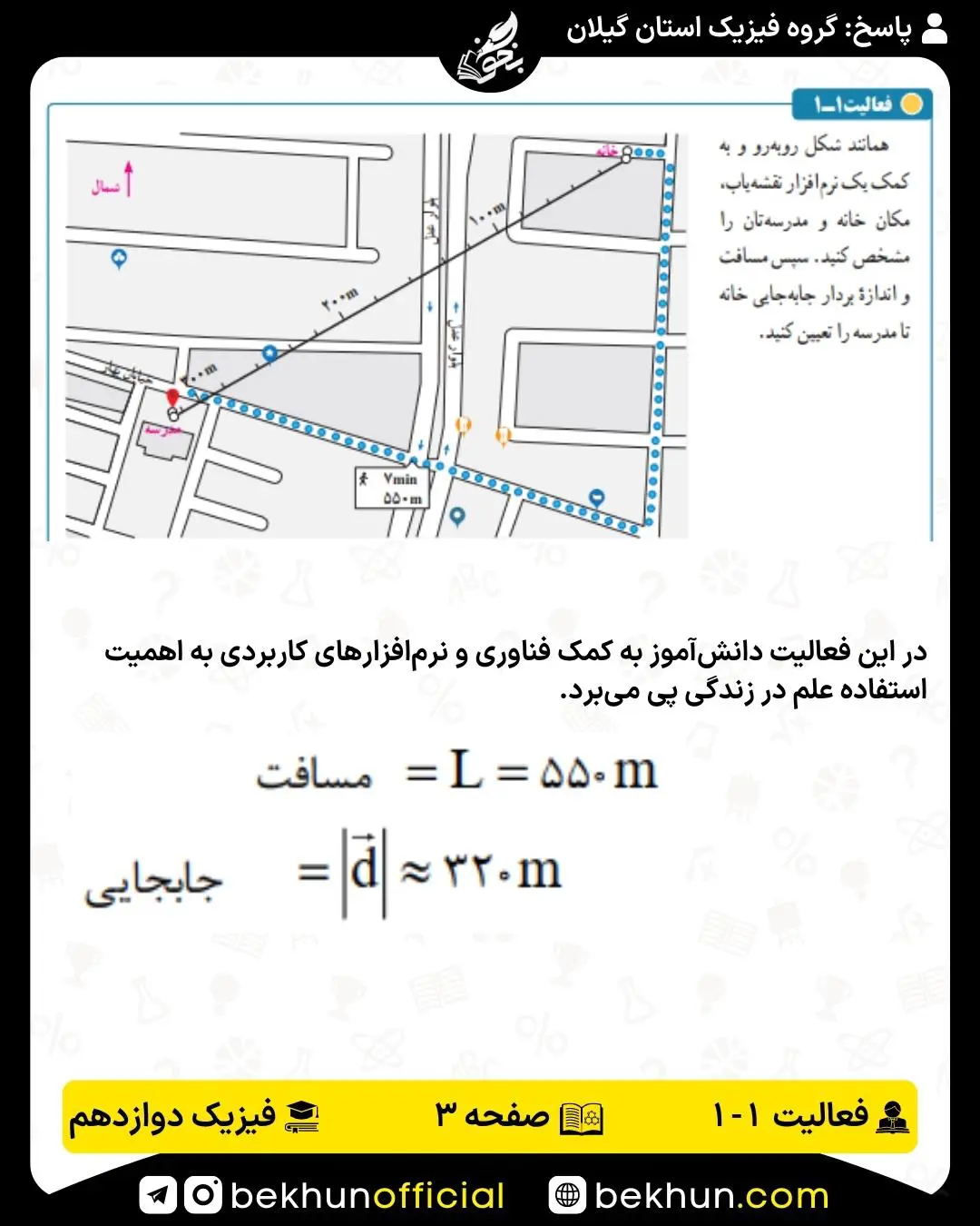پاسخ فعالیت 1-1 فیزیک دوازدهم 