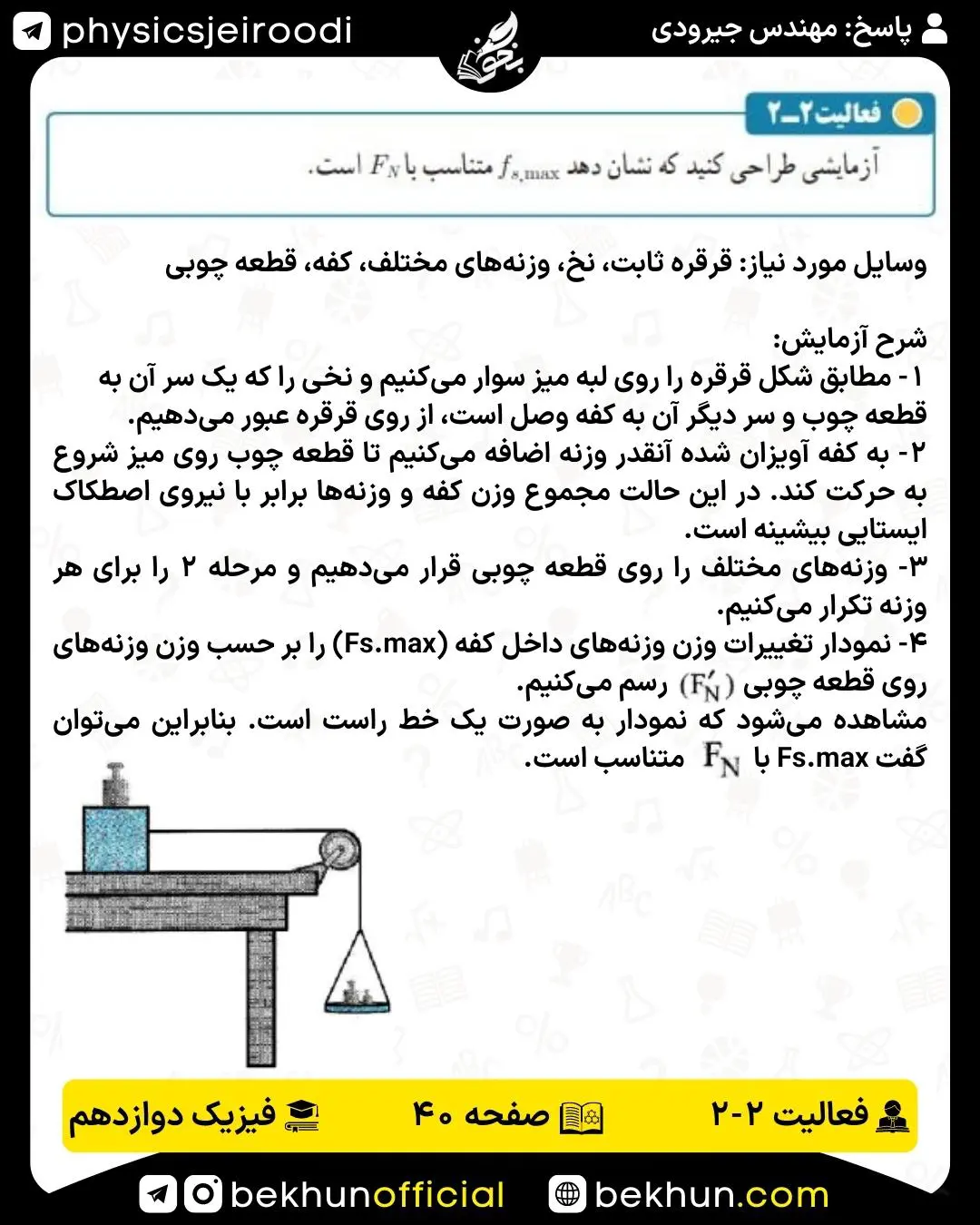 پاسخ فعالیت 2 فصل 2 فیزیک 3